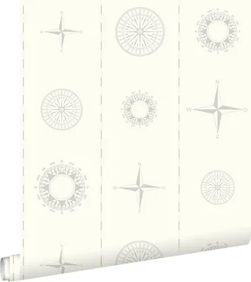 Produktbild von ESTAhome Tapete Windrosen Silber 53 cm x 10.05 m