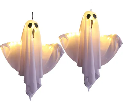 Produktbild von Halloween-Dekoration: 2 hängende Geister – Partydekoration für Vorgarten, Rasen und Garten