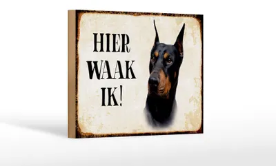 Produktbild von Holzschild Spruch 18x12 cm holländisch Hier Waak ik Dobermann Dekoration