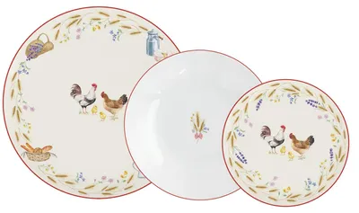 Produktbild von 18tlg Tafelservice COUNTRY LIFE Bauernhof weiß bunt Porzellan Easy Life