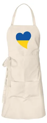 Produktbild von Huuraa Schürze Ukraine Flagge Herz Natur mit Taschen Baumwolle Kochschürze Geschenkidee