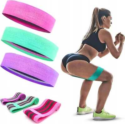 Produktbild von 3er-Set Widerstandsbänder Stoff-Übungsbänder, Lila, Pink, Grün