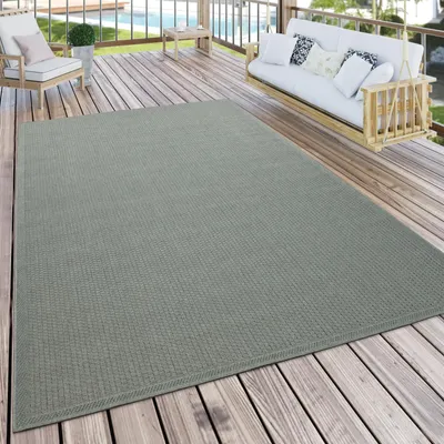 Produktbild von Outdoor Teppich wetterfest Garten & Terrasse flachgewebt Uni Sisaloptik robust Grösse 120x160 cm