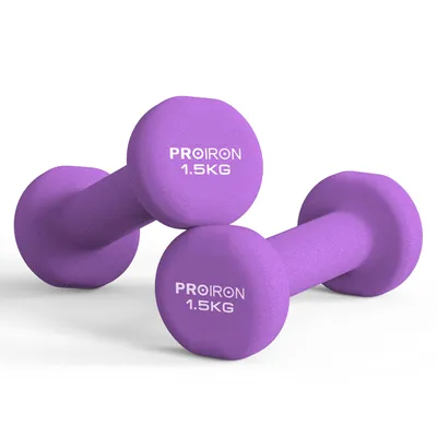 Zdjęcie produktu dla PROIRON Hantle 2x1,5kg neoprenowe żeliwne fioletowe do ćwiczeń fitness