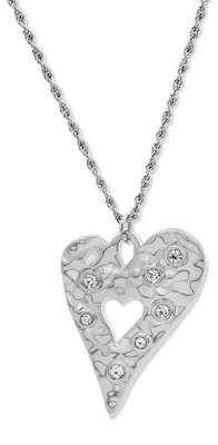 Produktbild von CO88 Collection – 8CN-26473 – Gliederkette für Damen mit gehämmertem Herz und Zirkonia-Steinen – 40+5 cm – silberfarben