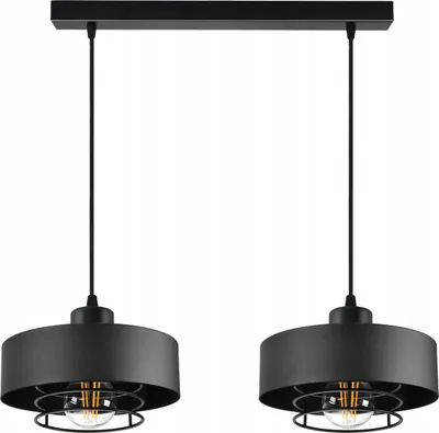 Produktbild von LUXOLAR - Pendelleuchte 2 flammig Schwarz E27 60 W - Hängelampe für Wohnzimmer, Küchen - Hängelampe Loft Design