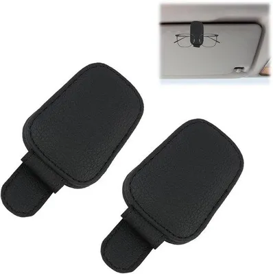 Immagine prodotto di Portaocchiali magnetici per auto - Set di 2 - in pelle - Design elegante - Sistema magnetico sicuro