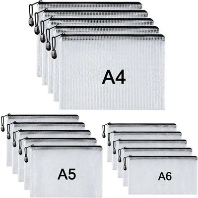 Obrázek produktu pro Plastová taška na dokumenty, 15 přihrádek, formáty A4, A5 a A6, černá, se zipem