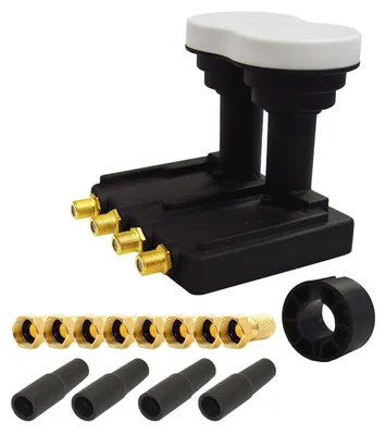 Produktbild von PremiumX Quad Monoblock LNB 3° PXMB-3Q Sat für 4 Teilnehmer DVB-S2 UHD 4K 8x F-Stecker und 4x Gummitülle