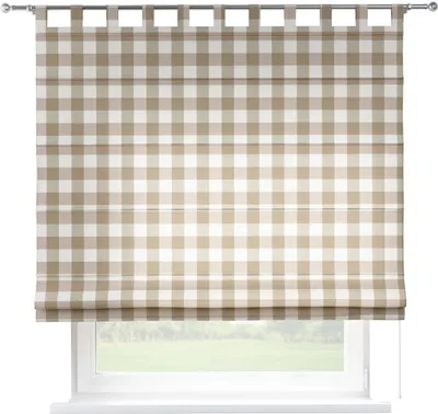 Produktbild von Dekoria Raffrollo Verona, weiss-beige kariert, 50 x 60 cm