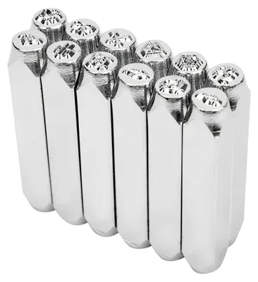 Produktbild von Metallstanzwerkzeuge – 12 Stück 6 mm 1/4 Zoll Musterstempel Kohlenstoffstahl für Schmuck- und Lederarbeiten