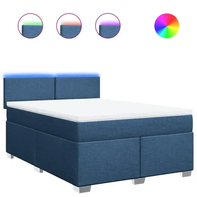 Produktbild von vidaXL Boxspringbett mit Matratze Blau 140x200 cm Stoff