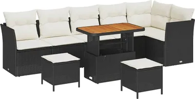 Immagine prodotto di vidaXL Set di divani da giardino 9 pezzi in polirattan nero