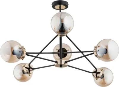 Zdjęcie produktu dla Żyrandol SAGITO czarno-mosiężny 5xE14x40W szkło wym:55x60x62cm IP20 Alfa