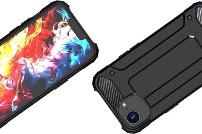 Produktbild von Hybrid Armor Case Handyhülle Bumper kompatibel mit iPhone 16e (SE 4 2025) Schwarz