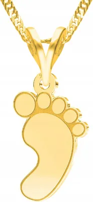 Productafbeelding van Gouden halsketting met voetmotief, familiedecoratie, afbeelding van een kinderfootje, zilver 925