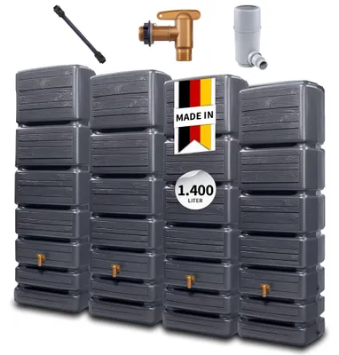 Productafbeelding van 4rain SLIM WOOD DECOR wandtank SET 1400 L graphite grey, AI-gegenereerde afbeelding