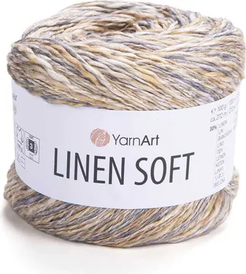 Produktbild von YarnArt Linen Soft Garn, Leinen Mischung, 100g, Multicolor, Stricken&Häkeln