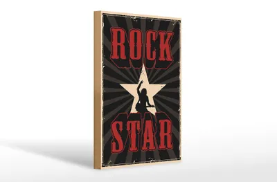 Produktbild von Holzschild Retro 20x30cm Rock Star Musik