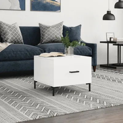 Produktbild von "2026 Promotion" Couchtisch Wohnzimmer - Kaffeetisch - Hochglanz-Weiß - 50x50x40 cm Holzwerkstoff - Sofatisch CC29450