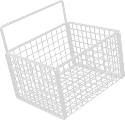 Zdjęcie produktu dla Naścienny Kosz do Przechowywania Bez Wiercenia Przyklejany Metalowy Wiszący Kosz Do Kuchni Spiżarnia Łazienka Organizacja Biały