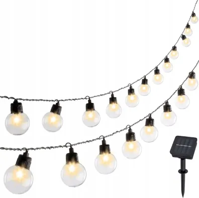 Zdjęcie produktu dla GIRLANDA SOLARNA Lampki Ogrodowe 20LED Wiszące 2,8m Na Balkon P145