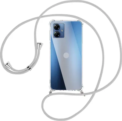 Produktbild von Handykette Backcover-Schutzhülle mit Band (Metall silberfarben) für Motorola Moto G14 (PAYF0010IN, 6.5'') - silbergrau