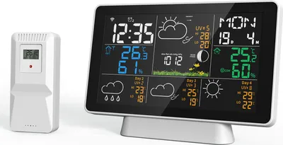 Produktbild von 7,5-Zoll Wetterstation Tuya WIFI 328FT (100M) Reichweite Funkwetterstation Thermometer Indoor Outdoor Hygrometer mit Regenmesser und Windgeschwindigkeit Wettervorhersage