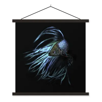 Produktbild von MuchoWow® Textilposter Fisch - Schwanz - Schwarz 120x120 cm mit schwarzem Rahmen - Aufhängungsset