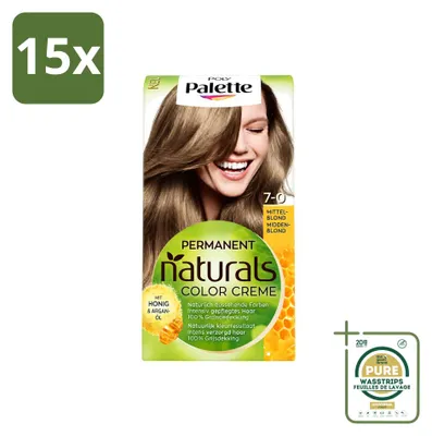 Immagine prodotto di 15 confezioni di tinta per capelli Poly Palette, tonalità biondo medio 7-0, contenimento 115 ml, confezione da 15 pezzi