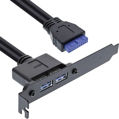 Produktbild von INLINE Slotblech USB 3.0 2x USB Buchse auf internen Mainboardabschluss 0,5m