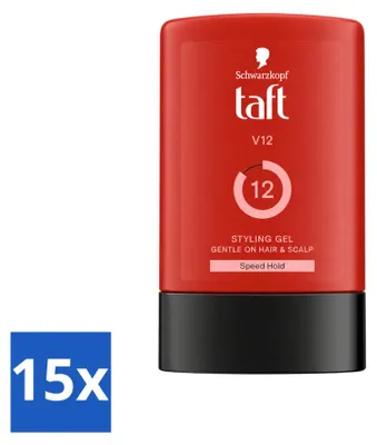 Imagen del producto de 15 unidades de gel de peinado Taft V12, fijación extra fuerte, 300 ml, pack económico
