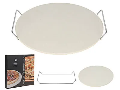 Produktbild von ORION Pizzastein Backstein für PIZZA rund + Drahtständer