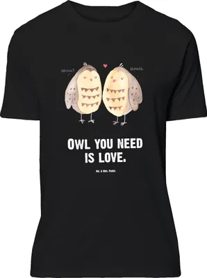 Produktbild von Mr. & Mrs. Panda T-Shirt Eulen Liebe - Schwarz - Geschenk, Verliebt, Liebesspruch, Tshirt, Shirt, Eule, Hochzeit Spruch, Lustiges, Oversize, mit