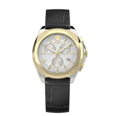 Produktbild von Versace VE3CA0223 Chrono Lady weiß schwarz silber gold Leder Damen Uhr NEU