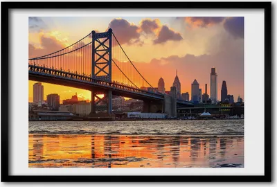 Produktbild von Bild 60x40 MDF-Rahmen, Wandkunst Brücke Philadelphia