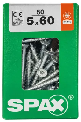 Produktbild von SPAX Universalschraube, Teilgewinde, Senkkopf, T-STAR plus T20, 4CUT, WIROX, 5 x 60 mm, 50 Stück