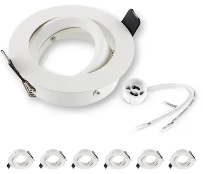 Produktbild von 6x Einbaurahmen weiß schwenkbar - LED Decken Strahler - inkl. GU10 Fassung SEBSON