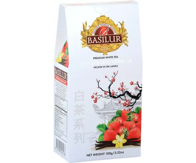 Zdjęcie produktu dla Basilur WHITE TEA STRAWBERRY VANILLA herbata biała TRUSKAWKA WANILIA - 100g