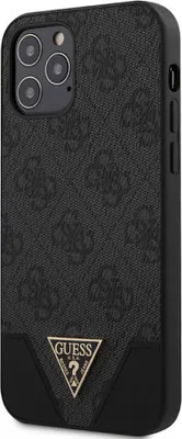 Produktbild von Guess Apple Tasche GUHCP12MPU4GHBK iPhone 12/12 Pro grau/grau Hartschale 4G Triangle Collection