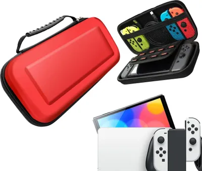 Zdjęcie produktu dla Etui ochronne na konsolę Nintendo Switch - twarde etui do przechowywania - wydajne etui do gier - akcesoria do konsoli LITE - czerwone