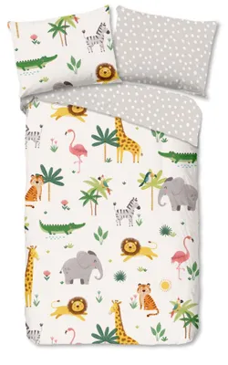 Productafbeelding van Good Morning Kinderdekbedovertrek "Artis" - Off-Wit - (140x200 cm) - 100% Katoen