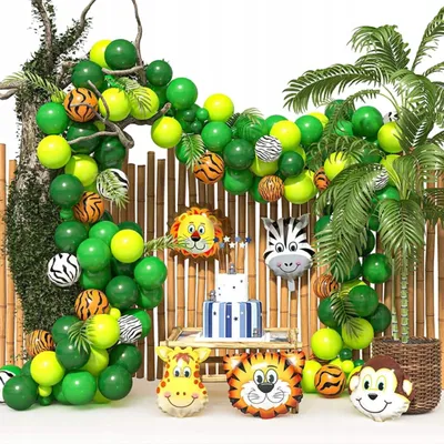Zdjęcie produktu dla Girlanda Balonowa Safari Dżungla Party Zoo Urodziny Zestaw Balony Impreza