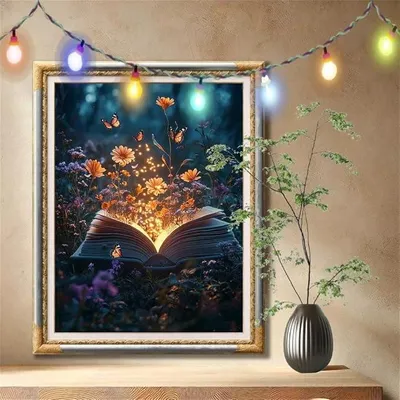 Imagen del producto de Kit de pintura con diamantes 5D para adultos, tamaño grande (100x133 cm), diseño de "Flor de la Vida" o paisaje. Ideal para niños, para hacer manualidades, para decorar la oficina o la pared. Kit de bordado con diamantes, tipo "cross stitch", para crear imágenes con cristales. Modelo 59N-9119