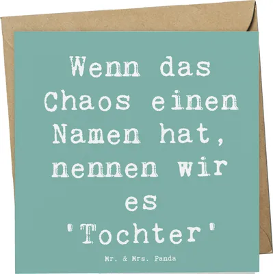 Produktbild von Mr. & Mrs. Panda Klappkarte Spruch Chaos Tochter - Meeresbrise - Geschenk, persönliche Erinnerungen, Einfallsreichtum, Familienleben, Jubiläen, Familie, Glückwunschkarte