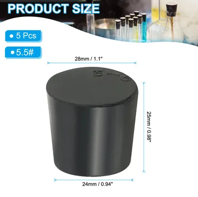 Produktbild von Gummistopfen Konisch 6#, 5 Stš¹ck Stopfen Vollgummi Stopper Labordichtung Rohrstopfen Gummistopfen Stecker Stopfen Vollgummistopfen fš¹r Flasche Testr?hrchen, Schwarz