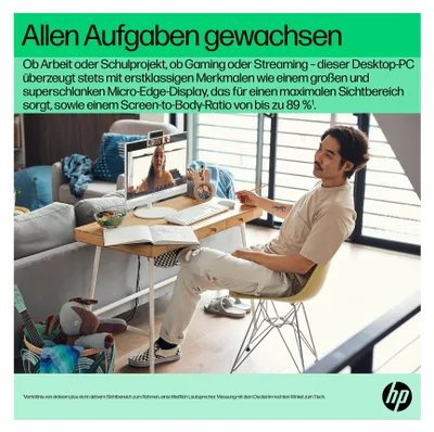 Produktbild von HP 24-cr0112ng - All-in-One (Komplettlösung) - Celeron N100 - RAM 8 GB - SSD 512 GB - NVMe - UHD Graphics - 1GbE, Wi-Fi 6, Bluetooth 5.3 - WLAN: 802.11a/b/g/n/ac/ax, Bluetooth 5.3 - FreeDOS - Monitor: LED 60.5 cm (23.8")