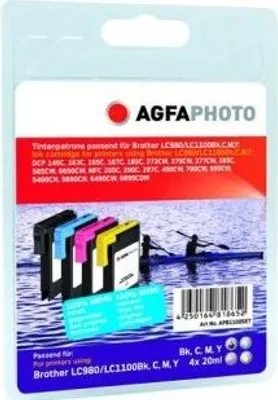 Obrázok produktu pre AgfaPhoto LC980/1100, Vysoký (XL) výnos, Čierna, Azúrová, Purpurová, Žltá, 4 kusov, Viacnásobné balenie