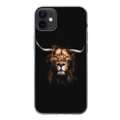 Produktbild von MuchoWow® Handyhülle Schutzhülle Hülle für iPhone 12 mini Löwe - Horn - Schwarz Silikon Softcase Handy Hülle - Bild