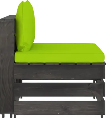Produktbild von vidaXL Modulares Mittelsofa mit Kissen Grau Imprägniertes Holz